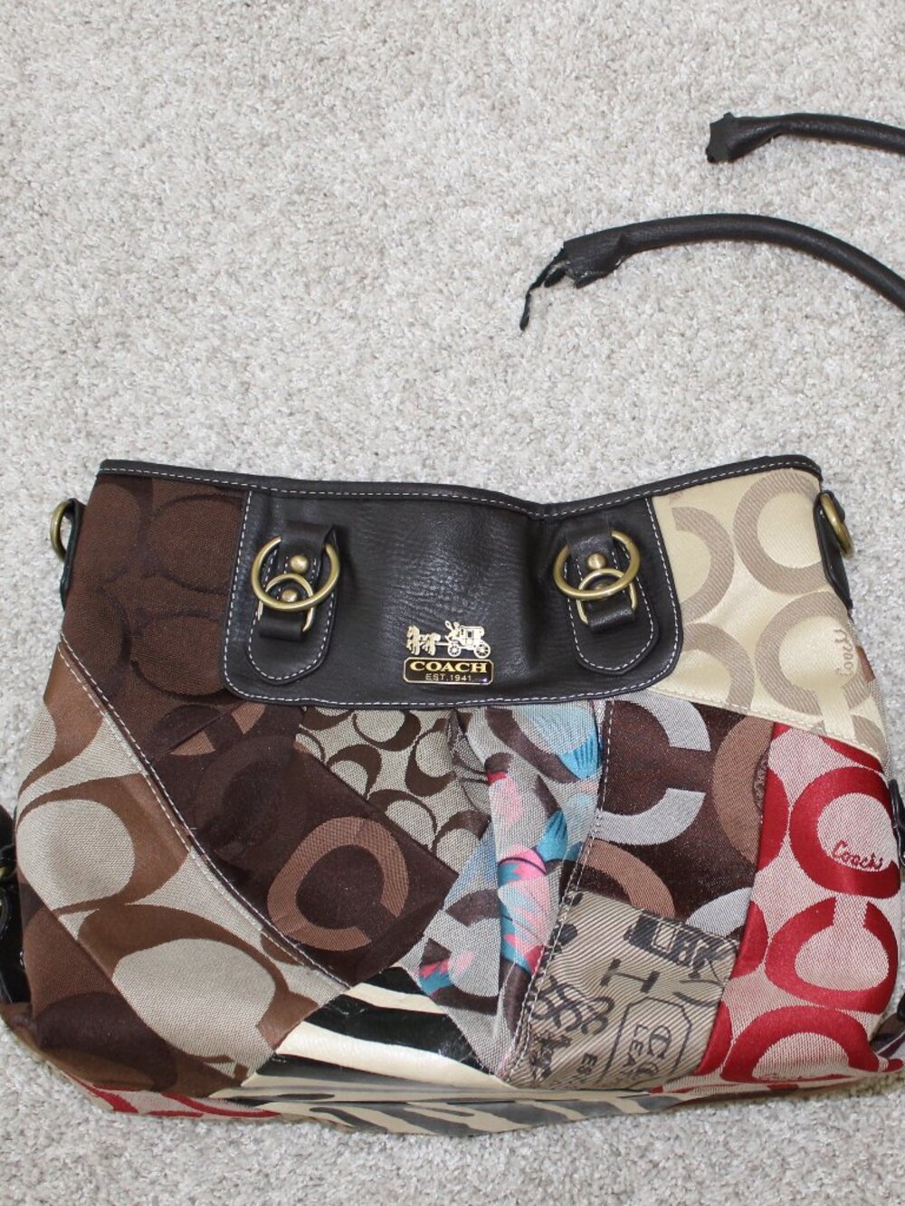 Vintage Coach Patchwork Signature Shoulder Bag Y2K Multicolor AS IS